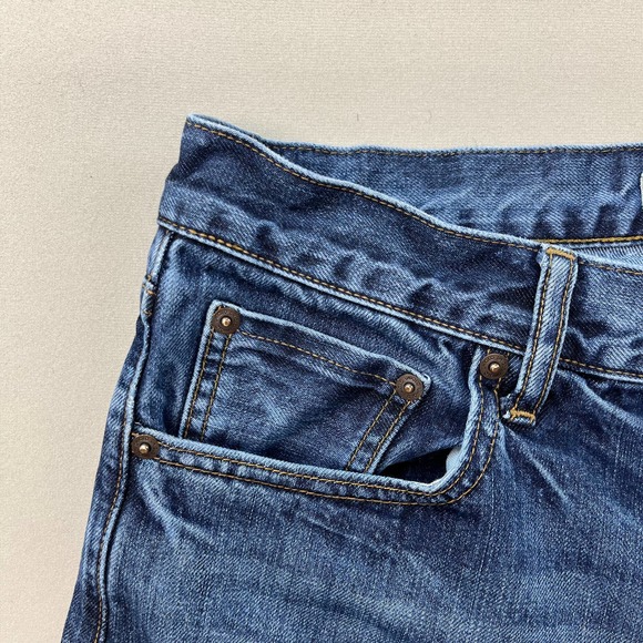 Uniqlo Selvedge Jeans Mens 32x32 Blue Denim Slim Straight Fit Medium Wash - Picture 3 of 8